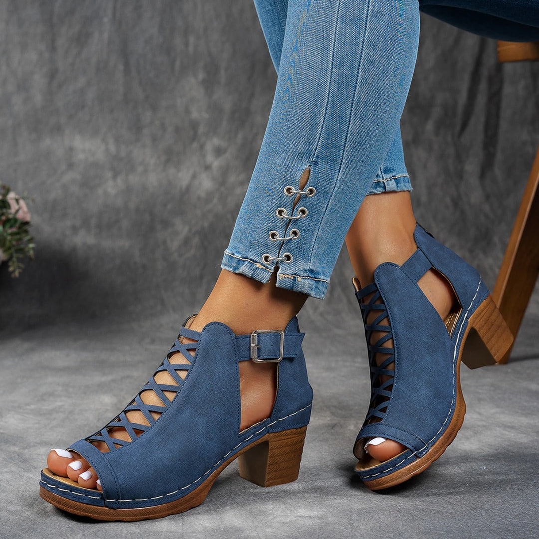 Women's Block Heel Open Toe Sandals with Non Slip Sole and Cushioned Insole