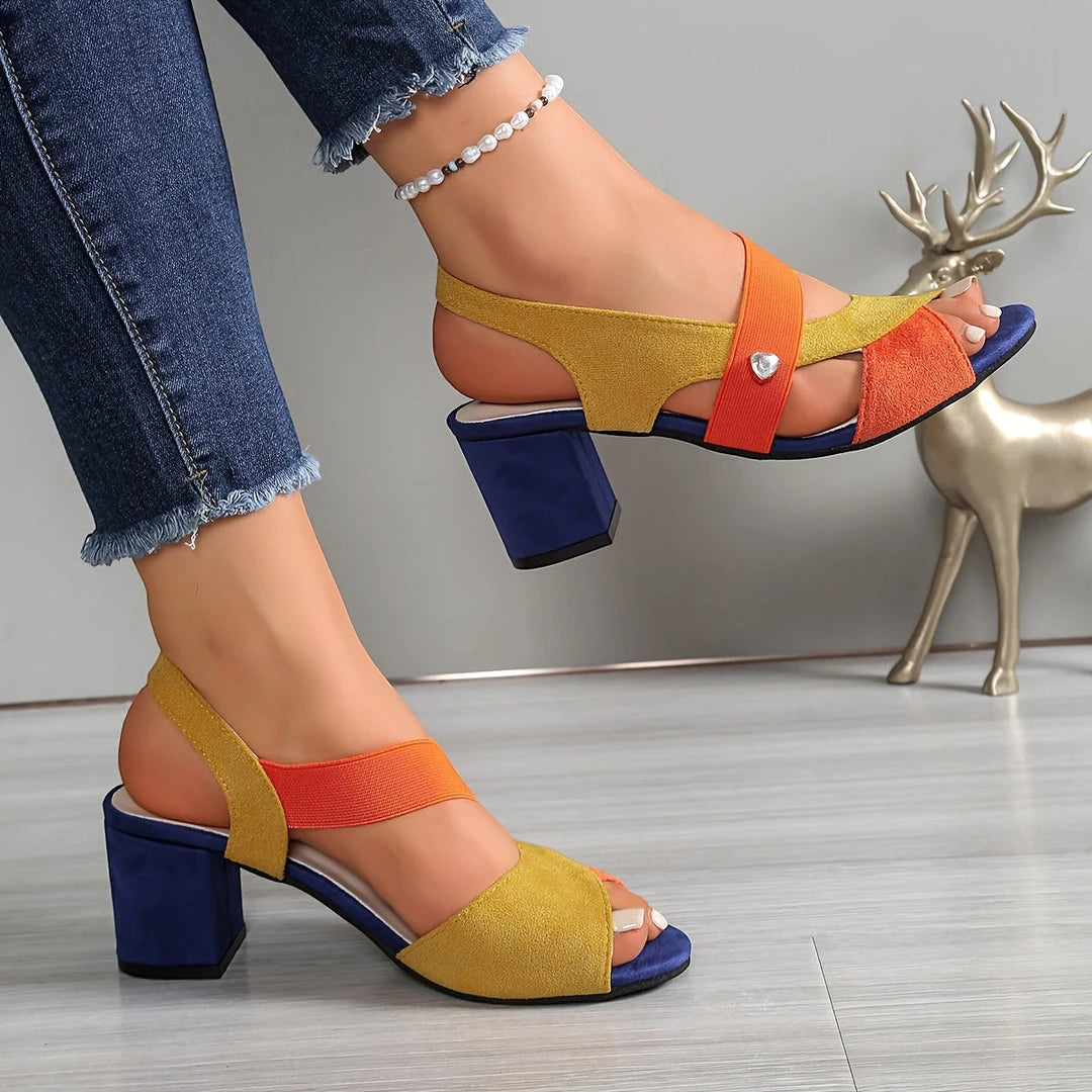Women's Block Heel Open Toe Sandals with Slip Resistant Sole and Cushioned Insole