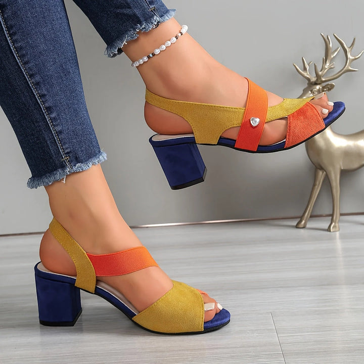 Women's Block Heel Open Toe Sandals with Slip Resistant Sole and Cushioned Insole