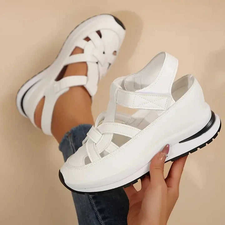 Women's Casual Wide Fit Sandals with Velcro Strap and Cushioned Insole