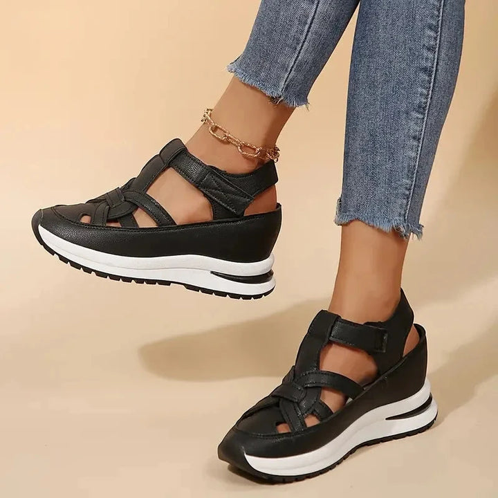 Women's Casual Wide Fit Sandals with Velcro Strap and Cushioned Insole