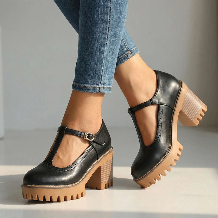 Women's Chunky Strappy Mary Jane Shoes with Slip Resistant Sole and Cushioned Insole