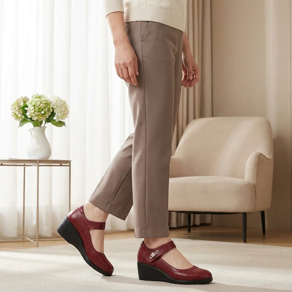 Women's Comfortable Slip On Mary Jane Shoes with Slip Resistant Sole and Cushioned Insole