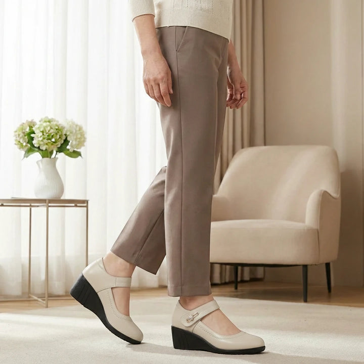 Women's Comfortable Slip On Mary Jane Shoes with Slip Resistant Sole and Cushioned Insole