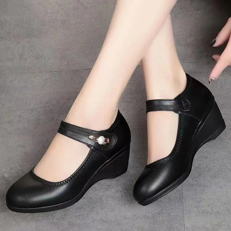 Women's Comfortable Slip On Mary Jane Shoes with Slip Resistant Sole and Cushioned Insole
