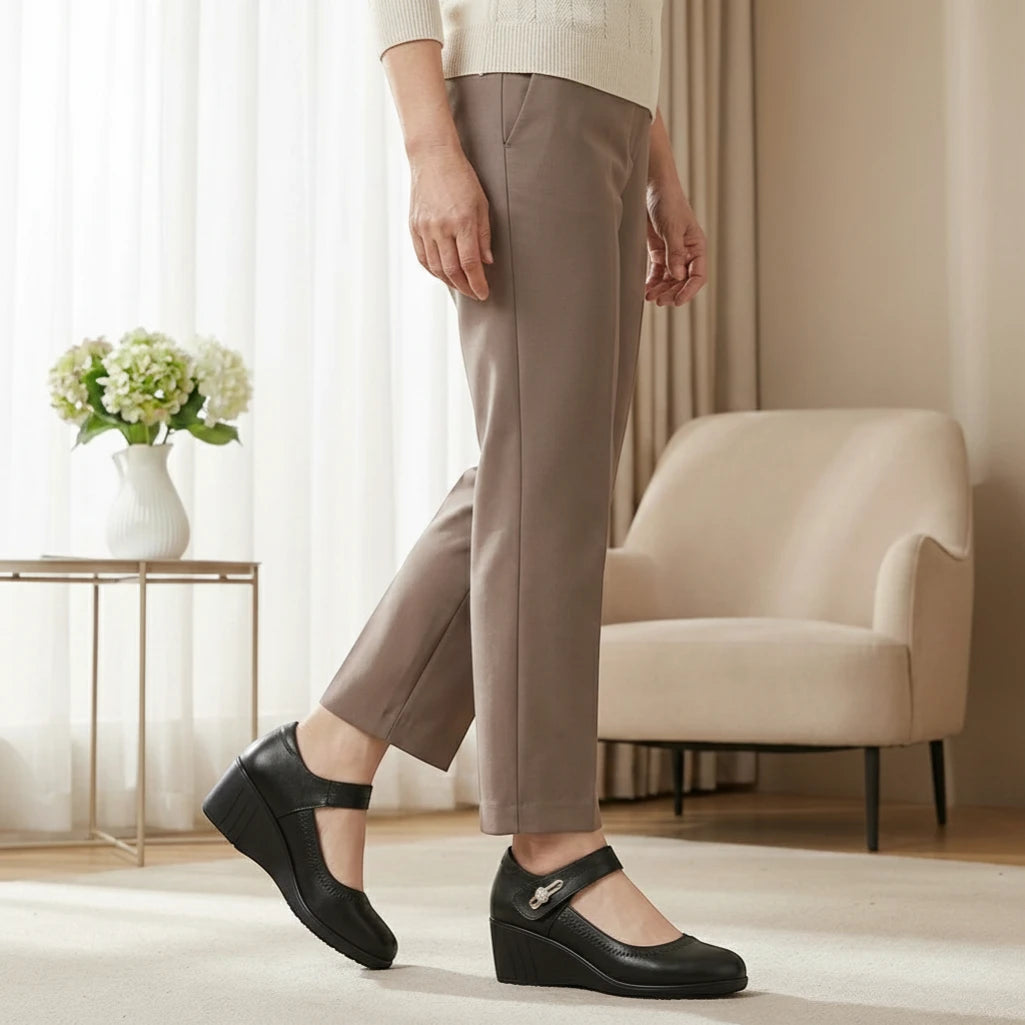 Women's Comfortable Slip On Mary Jane Shoes with Slip Resistant Sole and Cushioned Insole