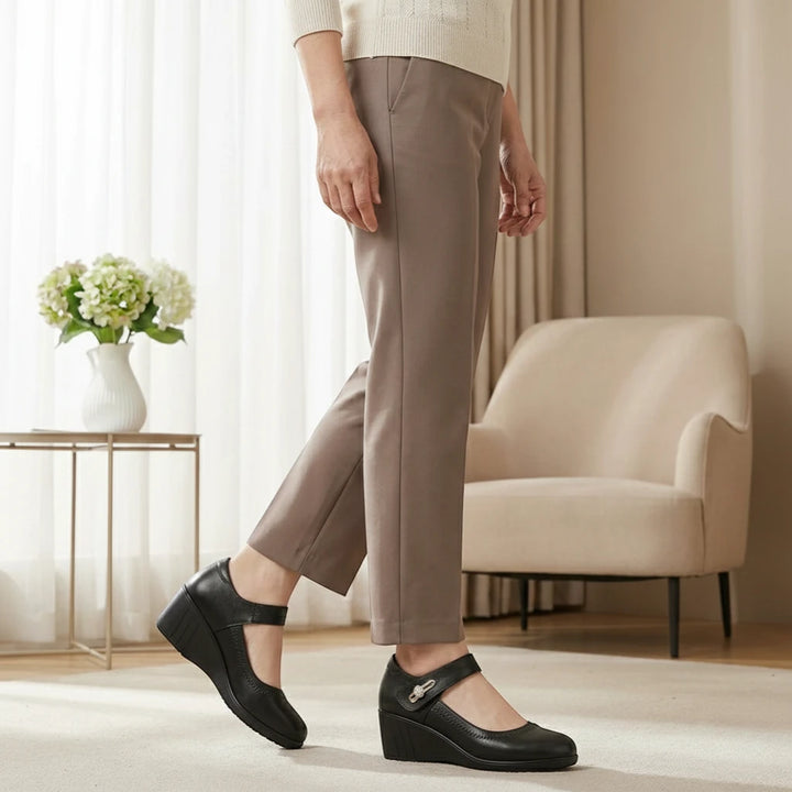 Women's Comfortable Slip On Mary Jane Shoes with Slip Resistant Sole and Cushioned Insole