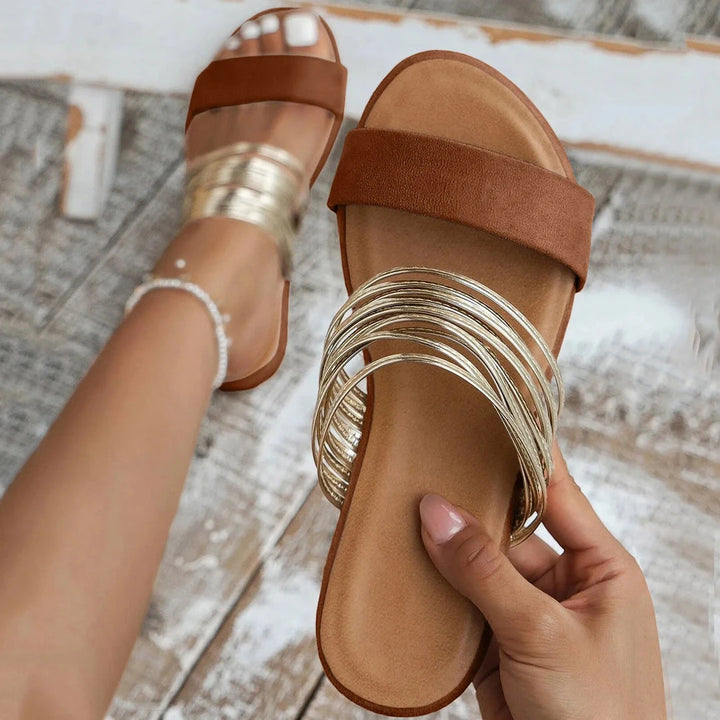 Women's Comfortable Slip On Sandals with Non Slip Sole and Cushioned Insole