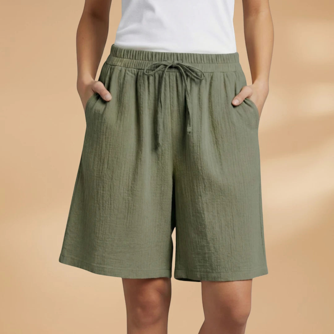 Women's High Waisted Bermuda Shorts with Drawstring