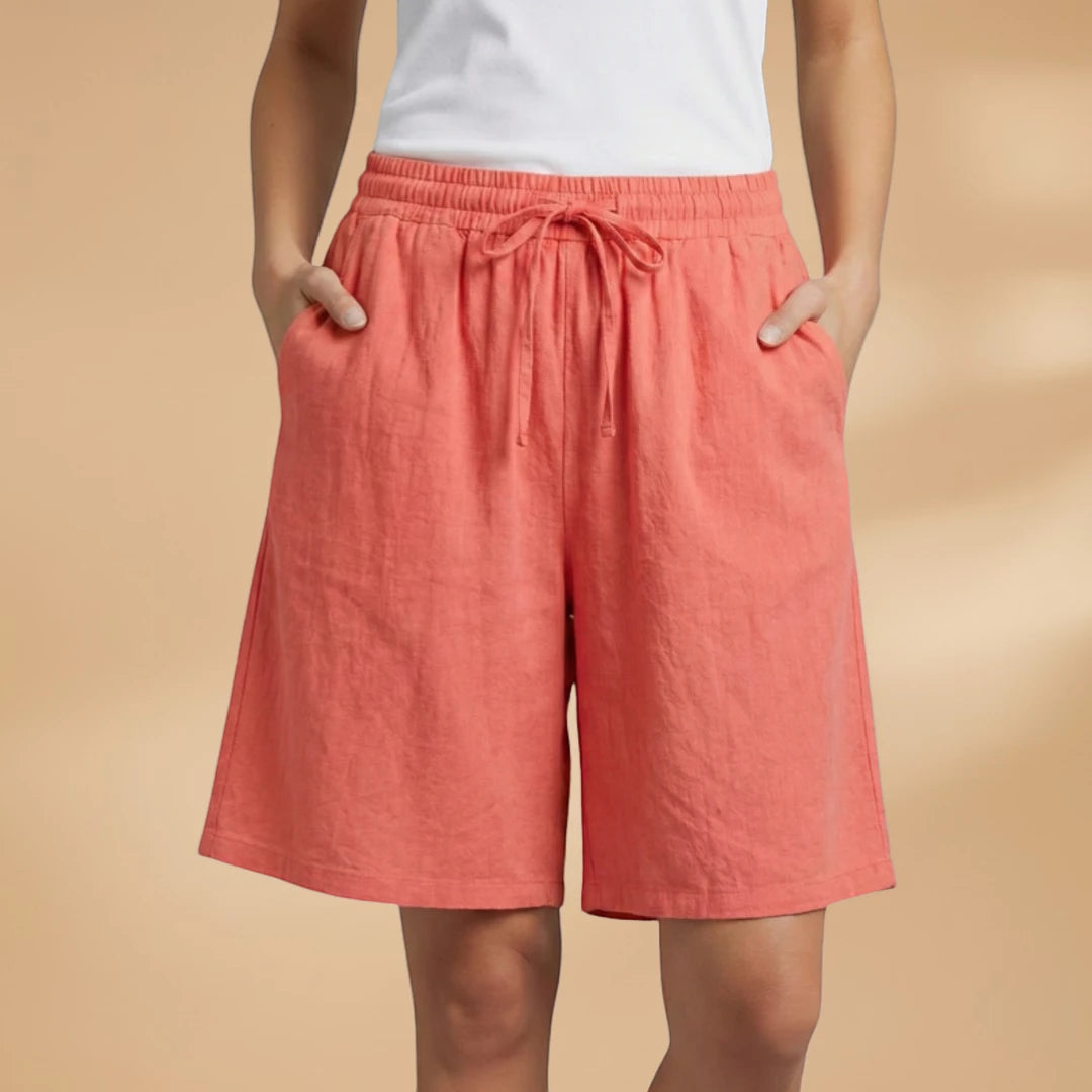 Women's High Waisted Bermuda Shorts with Drawstring