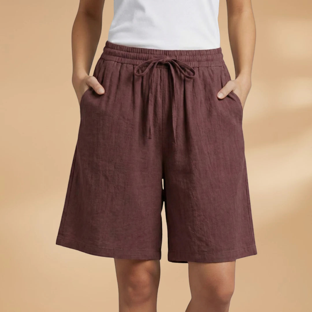 Women's High Waisted Bermuda Shorts with Drawstring