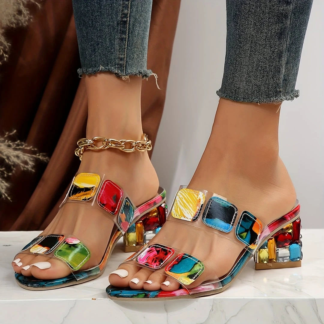 Women's Open Toe Block Heel Sandals with Slip Resistant Sole and Cushioned Insole