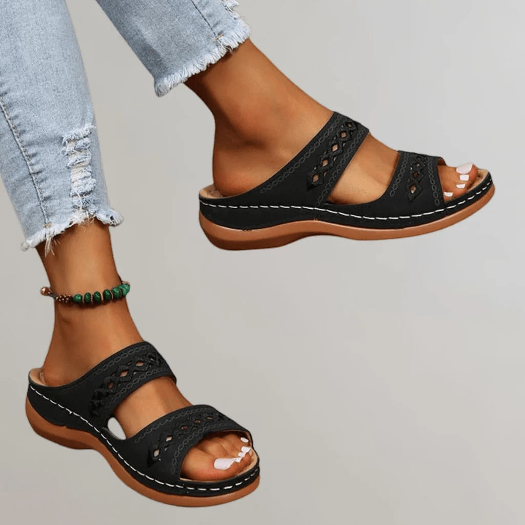 Women's Open Toe Comfortable Sandals with Slip Resistant Sole and Arch Support