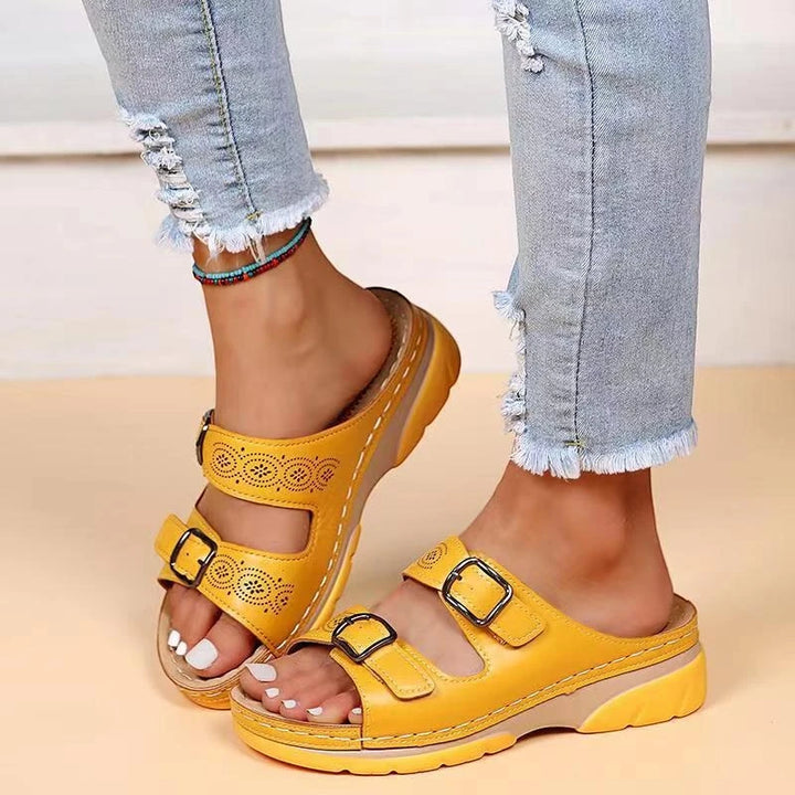 Women's Open Toe Comfortable Sandals with Velcro Strap and Arch Support