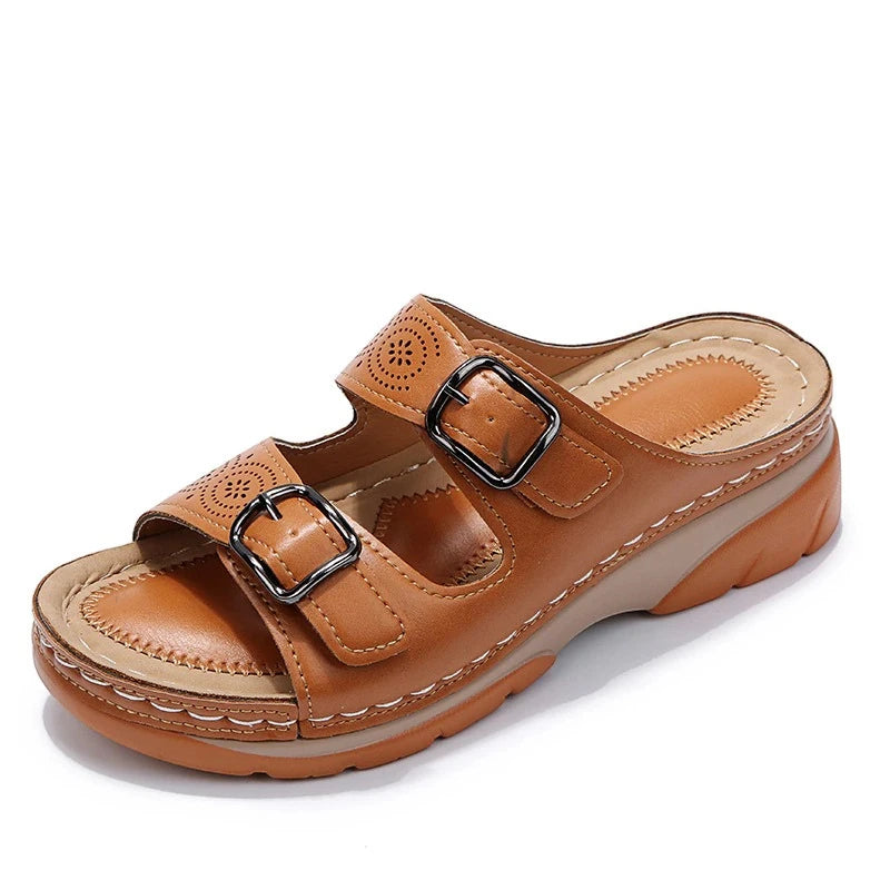 Women's Open Toe Comfortable Sandals with Velcro Strap and Arch Support