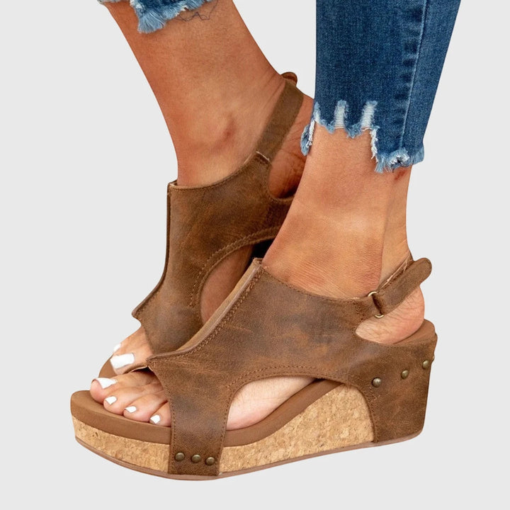 Women's Open Toe Comfortable Sandals with Velcro Strap and Cushioned Insole