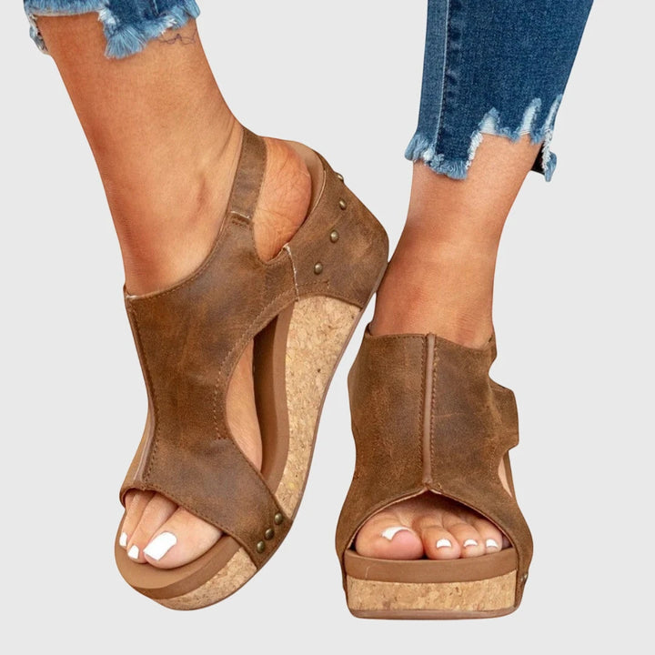 Women's Open Toe Comfortable Sandals with Velcro Strap and Cushioned Insole