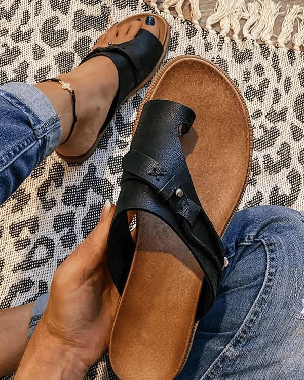 Women's Open Toe Slip On Sandals with Slip Resistant Sole and Arch Support