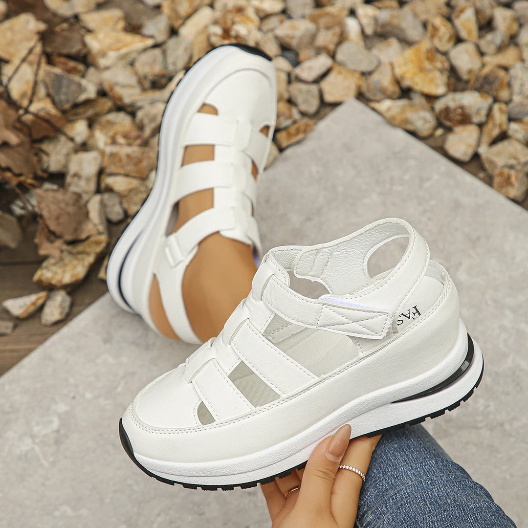 Women's Platform Comfortable Sandals with Velcro Strap and Slip Resistant Sole