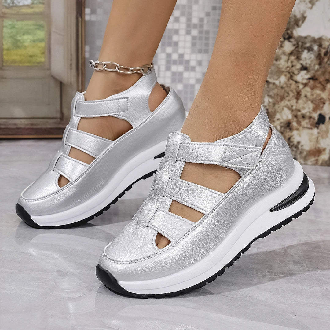 Women's Platform Comfortable Sandals with Velcro Strap and Slip Resistant Sole