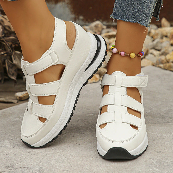 Women's Platform Comfortable Sandals with Velcro Strap and Slip Resistant Sole
