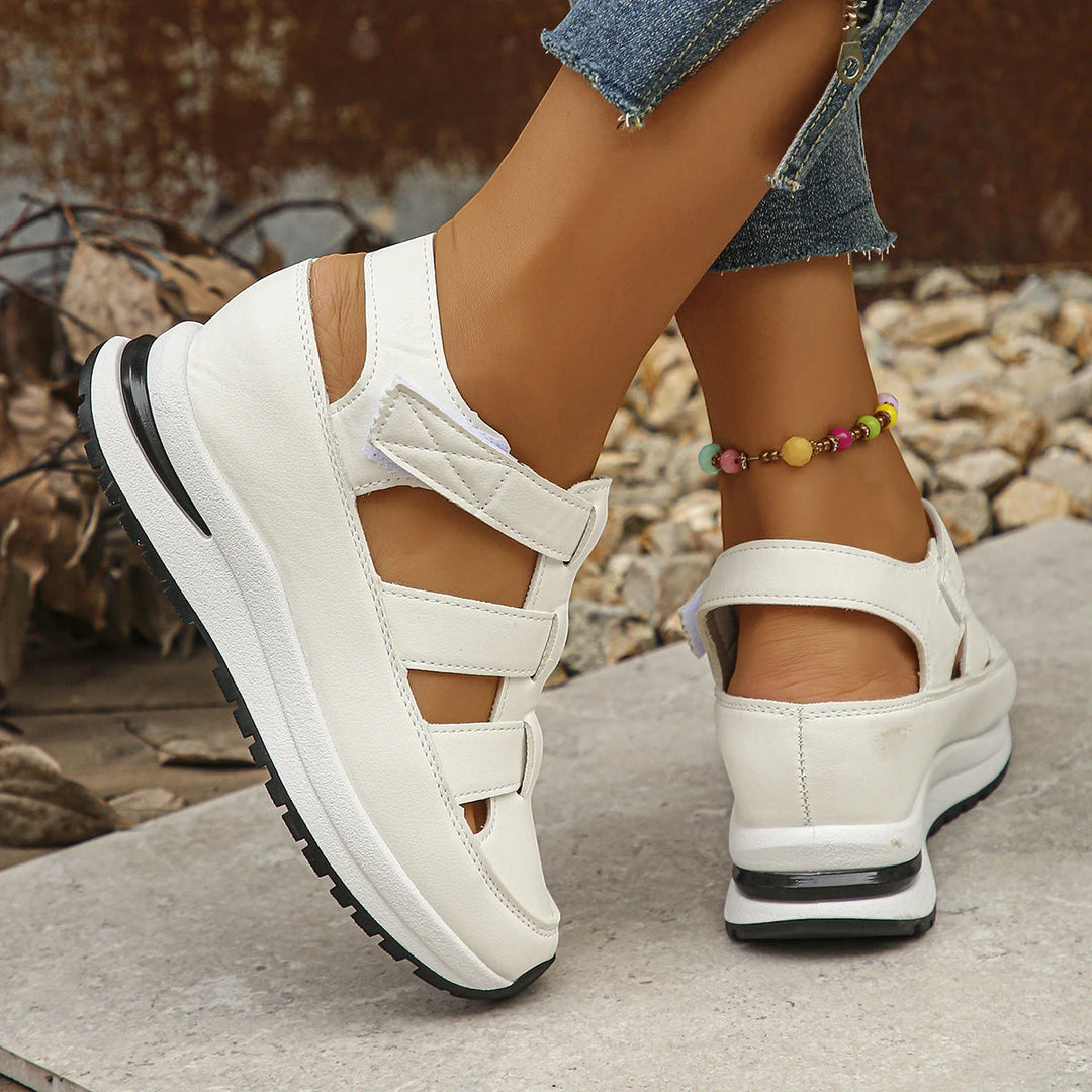 Women's Platform Comfortable Sandals with Velcro Strap and Slip Resistant Sole