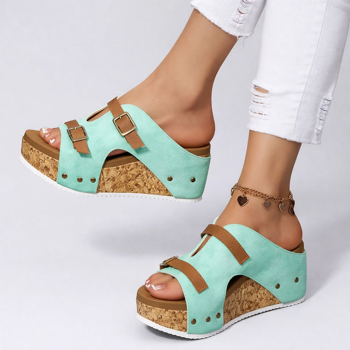 Women's Platform Slip On Sandals with Non Slip Sole and Cushioned Insole