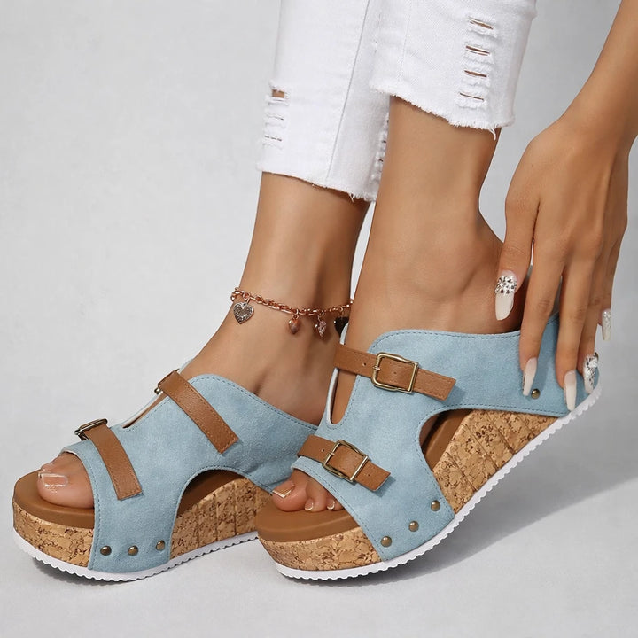 Women's Platform Slip On Sandals with Non Slip Sole and Cushioned Insole