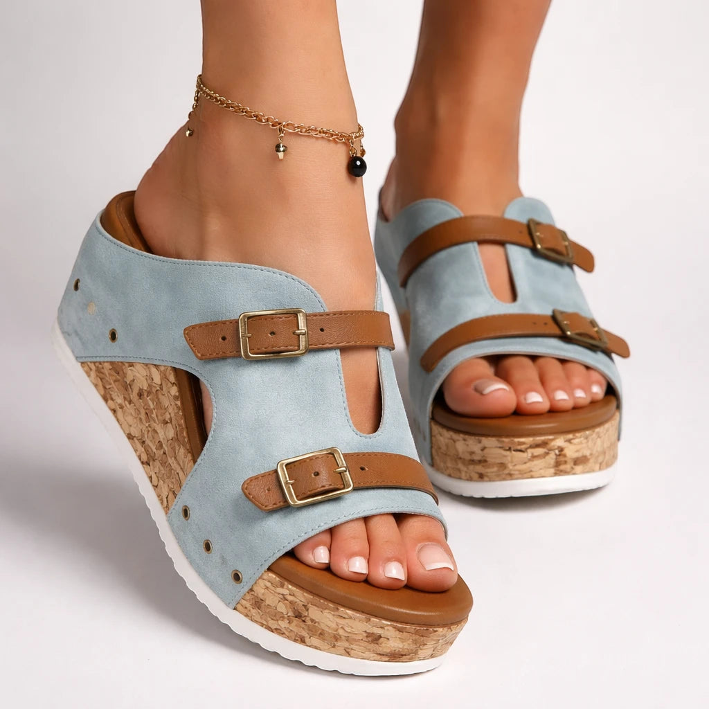 Women's Platform Slip On Sandals with Non Slip Sole and Cushioned Insole
