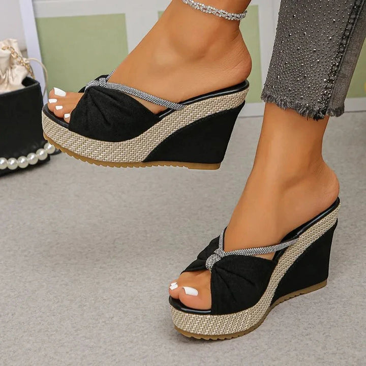 Women's Platform Slip On Sandals with Slip Resistant Sole and Cushioned Insole