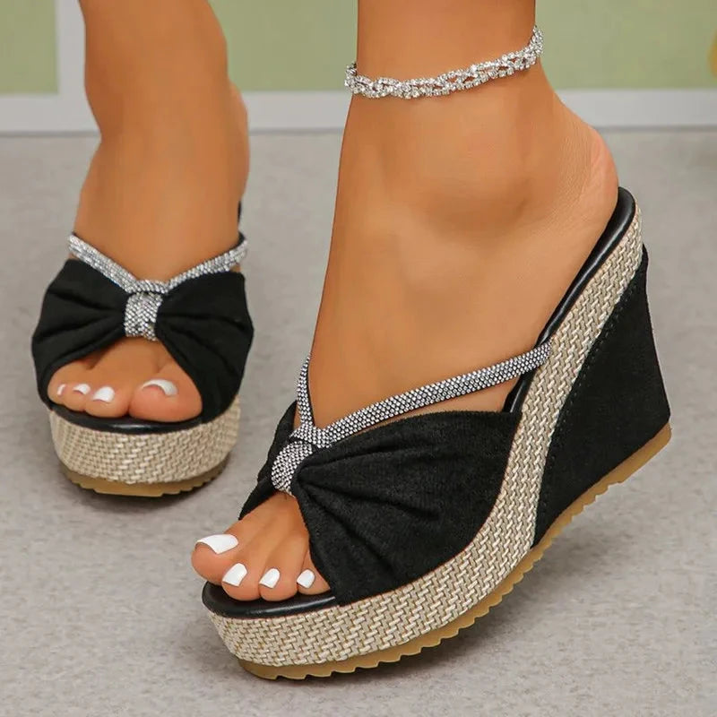 Women's Platform Slip On Sandals with Slip Resistant Sole and Cushioned Insole