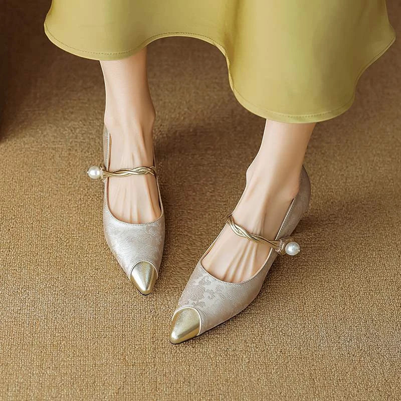 Women's Pointed Toe Slingback Mary Jane Shoes with Slip Resistant Sole and Cushioned Insole