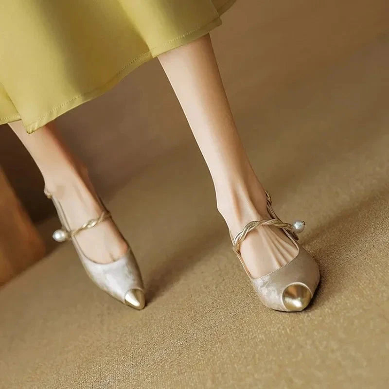Women's Pointed Toe Slingback Mary Jane Shoes with Slip Resistant Sole and Cushioned Insole