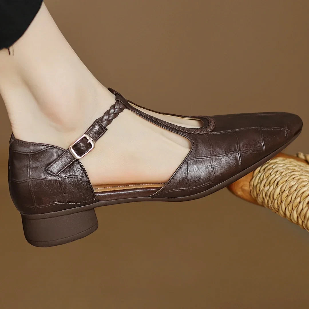 Women's Pointed Toe Strappy Mary Jane Shoes with Slip Resistant Sole and Cushioned Insole