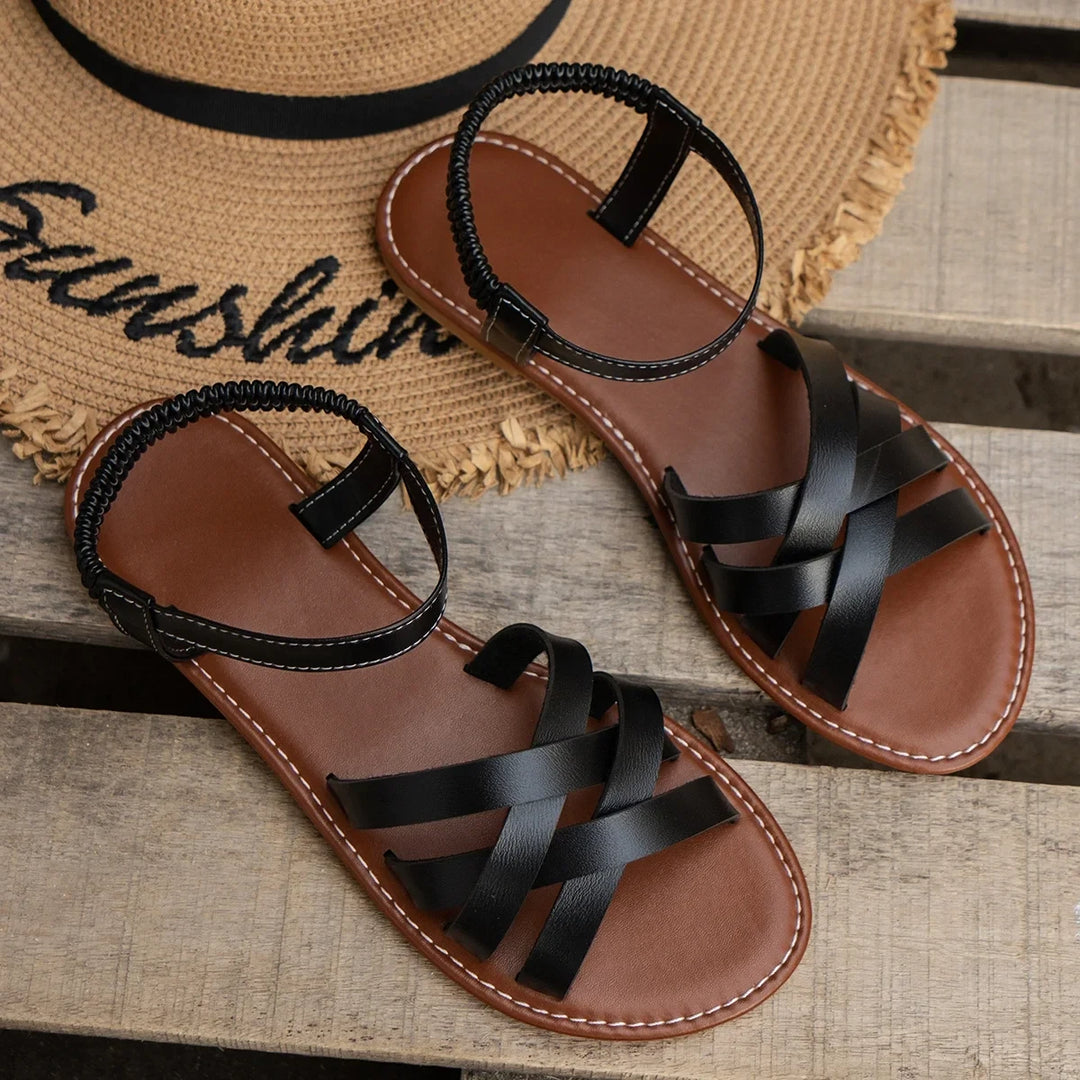 Women's Strappy Comfortable Sandals with Slip Resistant Sole and Cushioned Insole