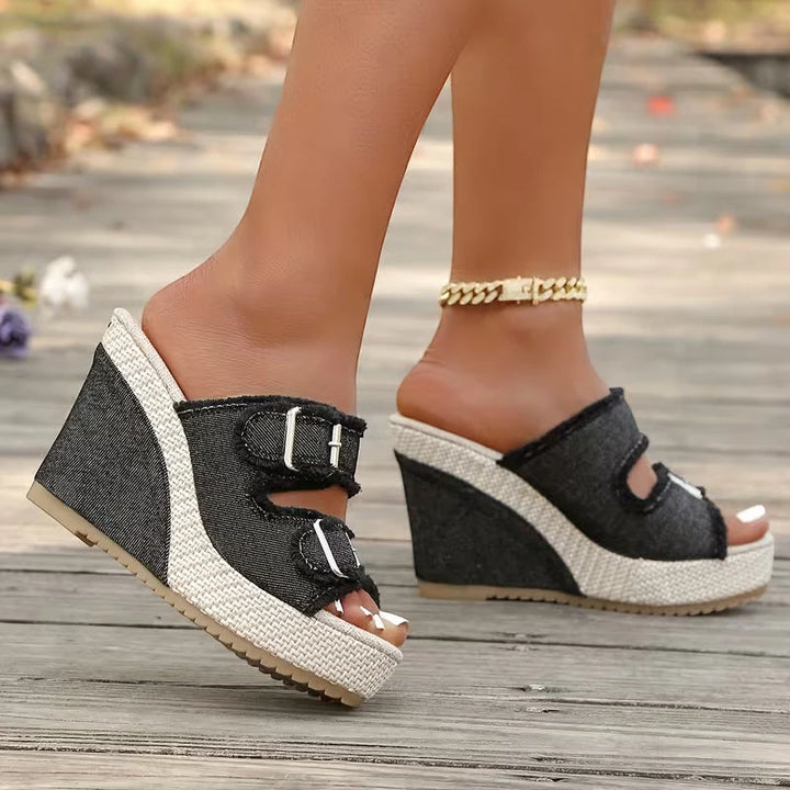 Women's Strappy Slip On Sandals with Non Slip Sole and Cushioned Insole