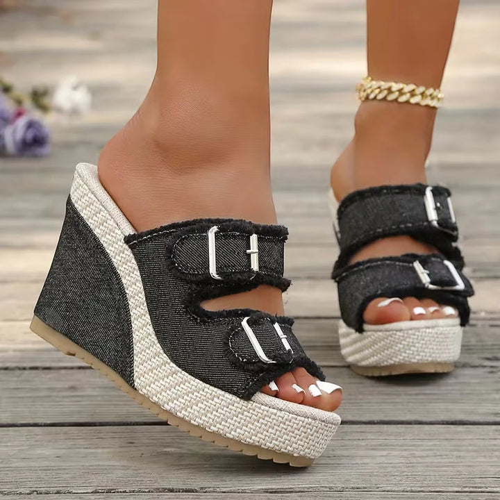 Women's Strappy Slip On Sandals with Non Slip Sole and Cushioned Insole