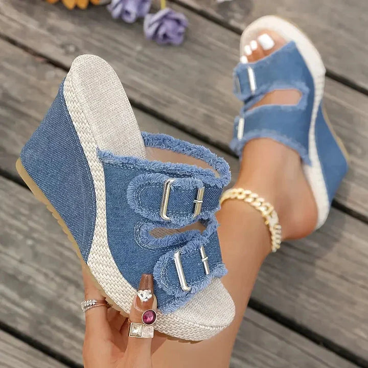 Women's Strappy Slip On Sandals with Non Slip Sole and Cushioned Insole