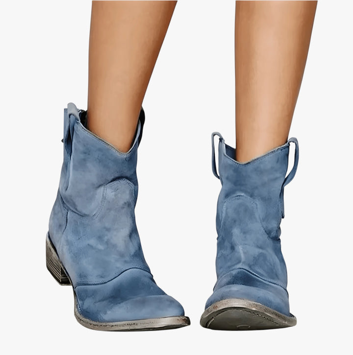 Women's Western Ankle Boots with Cushioned and Wide Fit