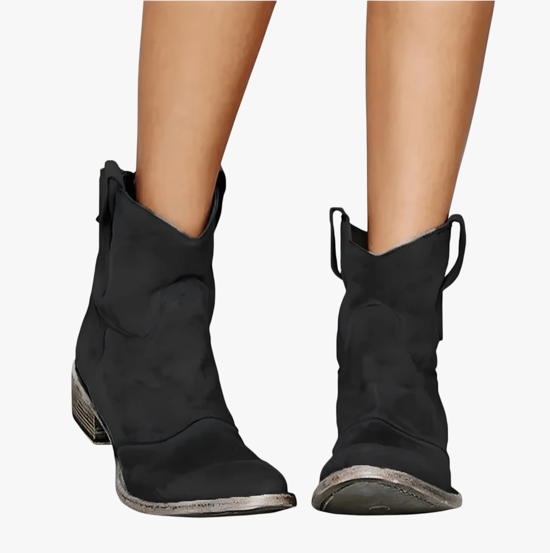 Women's Western Ankle Boots with Cushioned and Wide Fit
