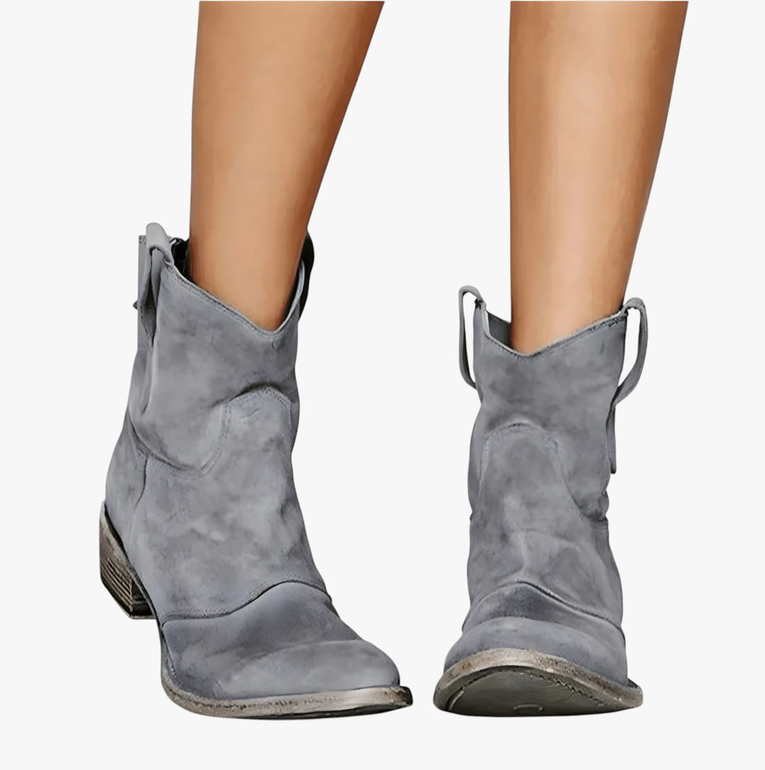 Women's Western Ankle Boots with Cushioned and Wide Fit