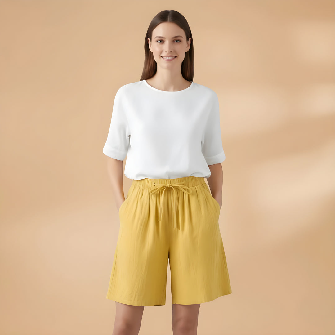 Women's High Waisted Bermuda Shorts with Drawstring