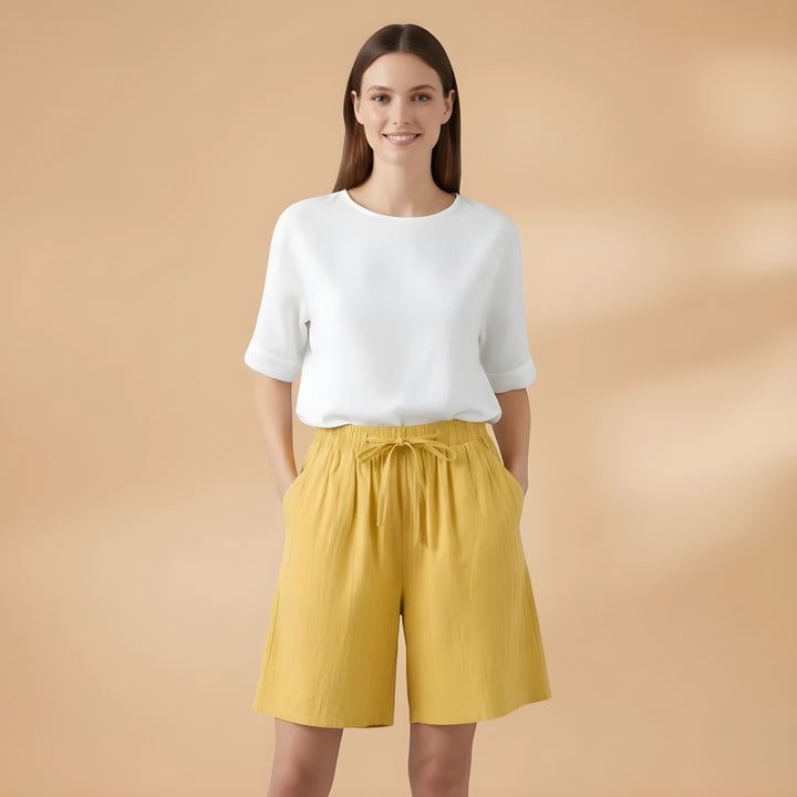 Women's High Waisted Bermuda Shorts with Drawstring