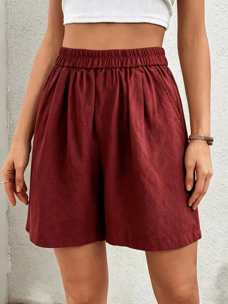 Women's High Waisted Bermuda Shorts with Elastic Waistband