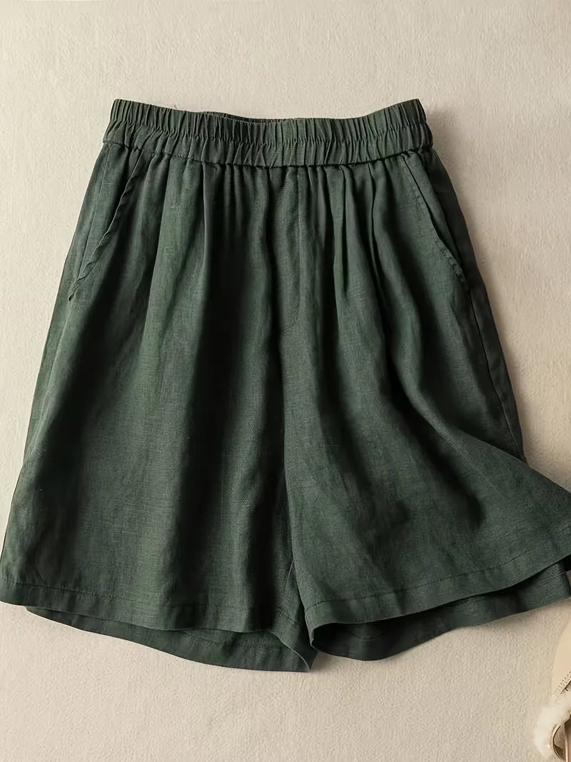 Women's High Waisted Bermuda Shorts with Elastic Waistband