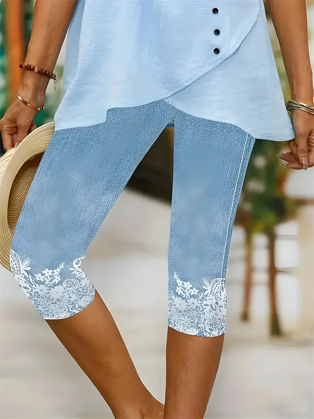 Women's Long Graphic Shorts with Lace Trim
