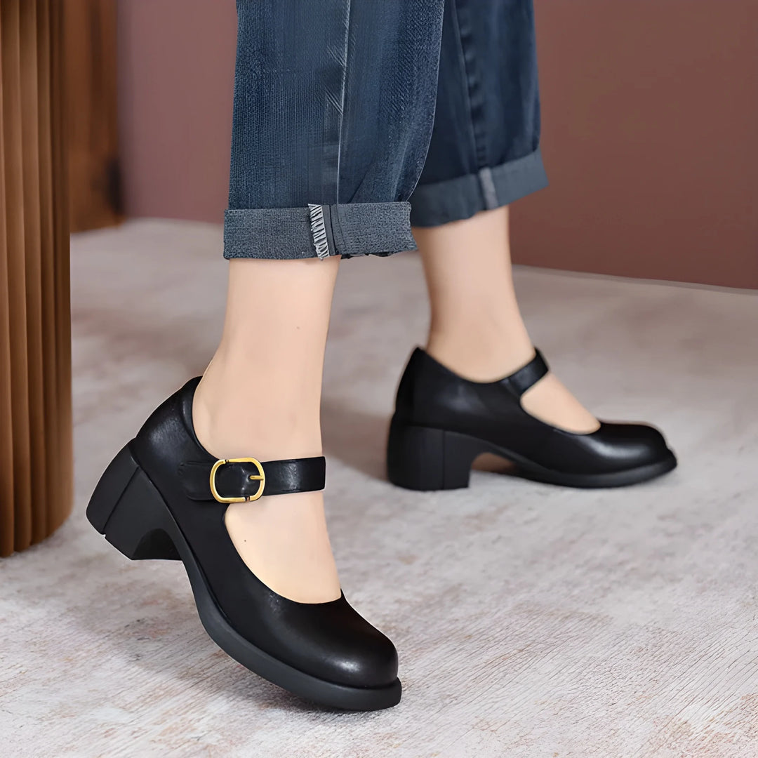 Women's Mary Jane Kitten Heels Shoes  with Velcro Strap