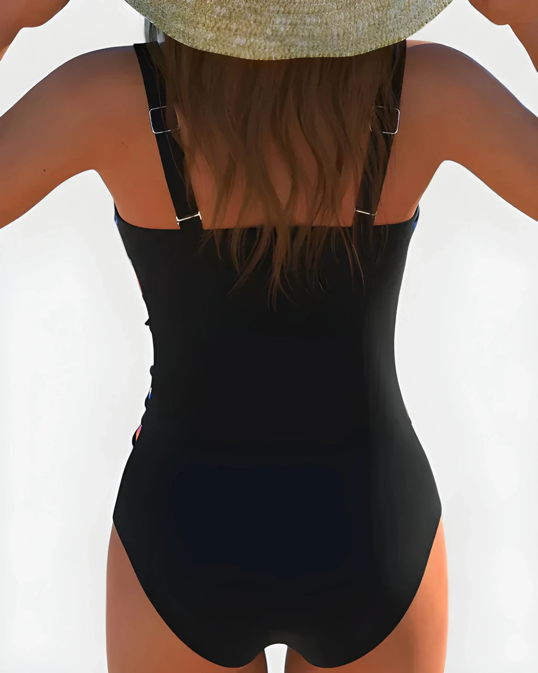 Women's Striped One-Piece Swimsuit with Ruched Detail and Tie Side